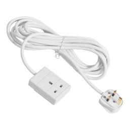 Essentials 13A 1-Gang Unswitched  Extension Lead White 5m