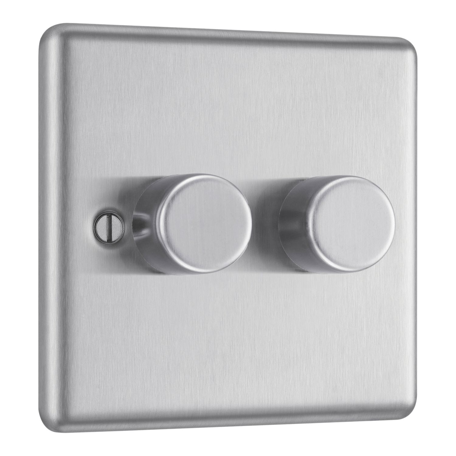 LAP 2-Gang 2-Way LED Dimmer Switch Brushed Steel with Colour-Matched Inserts (781CN)