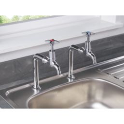 Bristan Value Bib Cross Head Kitchen Taps Chrome-Plated 1 Pair