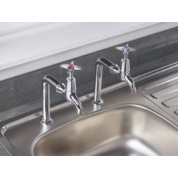 Bristan Value Bib Cross Head Kitchen Taps Chrome-Plated 1 Pair
