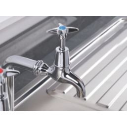 Bristan Value Bib Cross Head Kitchen Taps Chrome-Plated 1 Pair