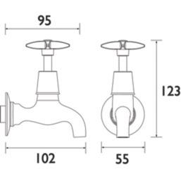 Bristan Value Bib Cross Head Kitchen Taps Chrome-Plated 1 Pair