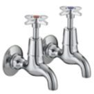 Bristan Value Bib Cross Head Kitchen Taps Chrome-Plated 1 Pair