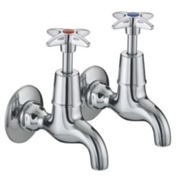 Bristan Value Bib Cross Head Kitchen Taps Chrome-Plated 1 Pair