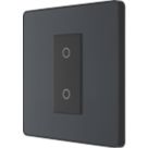 British General Evolve 1-Gang 2-Way LED Single Secondary Trailing Edge Touch Dimmer Switch  Grey with Black Inserts