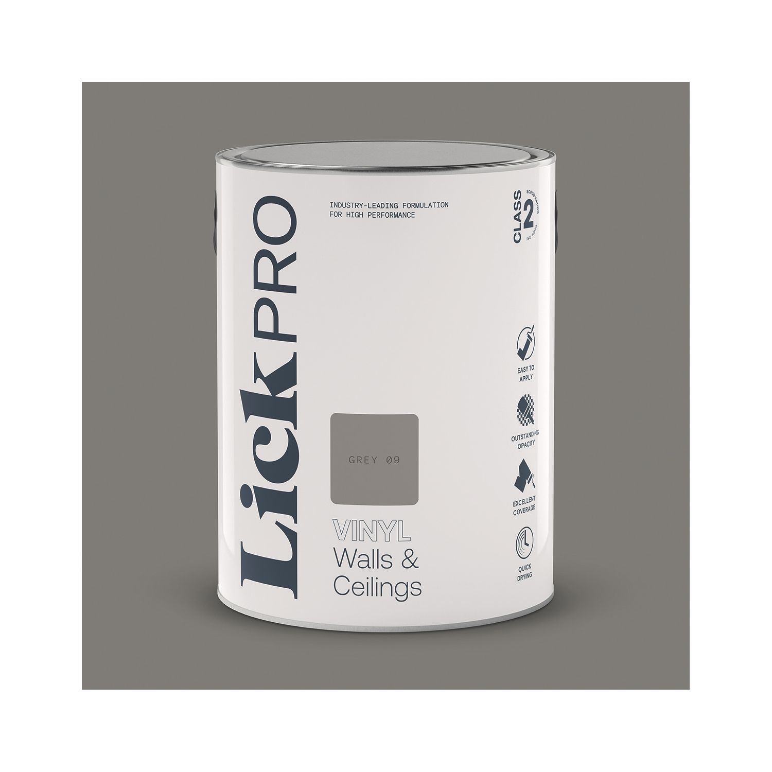 LickPro 5Ltr Grey 09 Vinyl Matt Emulsion Paint (781TM)