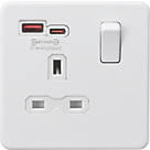 Knightsbridge  13A 1-Gang SP Switched Socket + 4.0A 2-Outlet Type A & C USB Charger Matt White with White Inserts