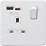 Knightsbridge  13A 1-Gang SP Switched Socket + 4.0A 18W 2-Outlet Type A & C USB Charger Matt White with White Inserts