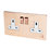 Varilight  13AX 2-Gang DP Switched Plug Socket Anti-Microbial Copper  with White Inserts