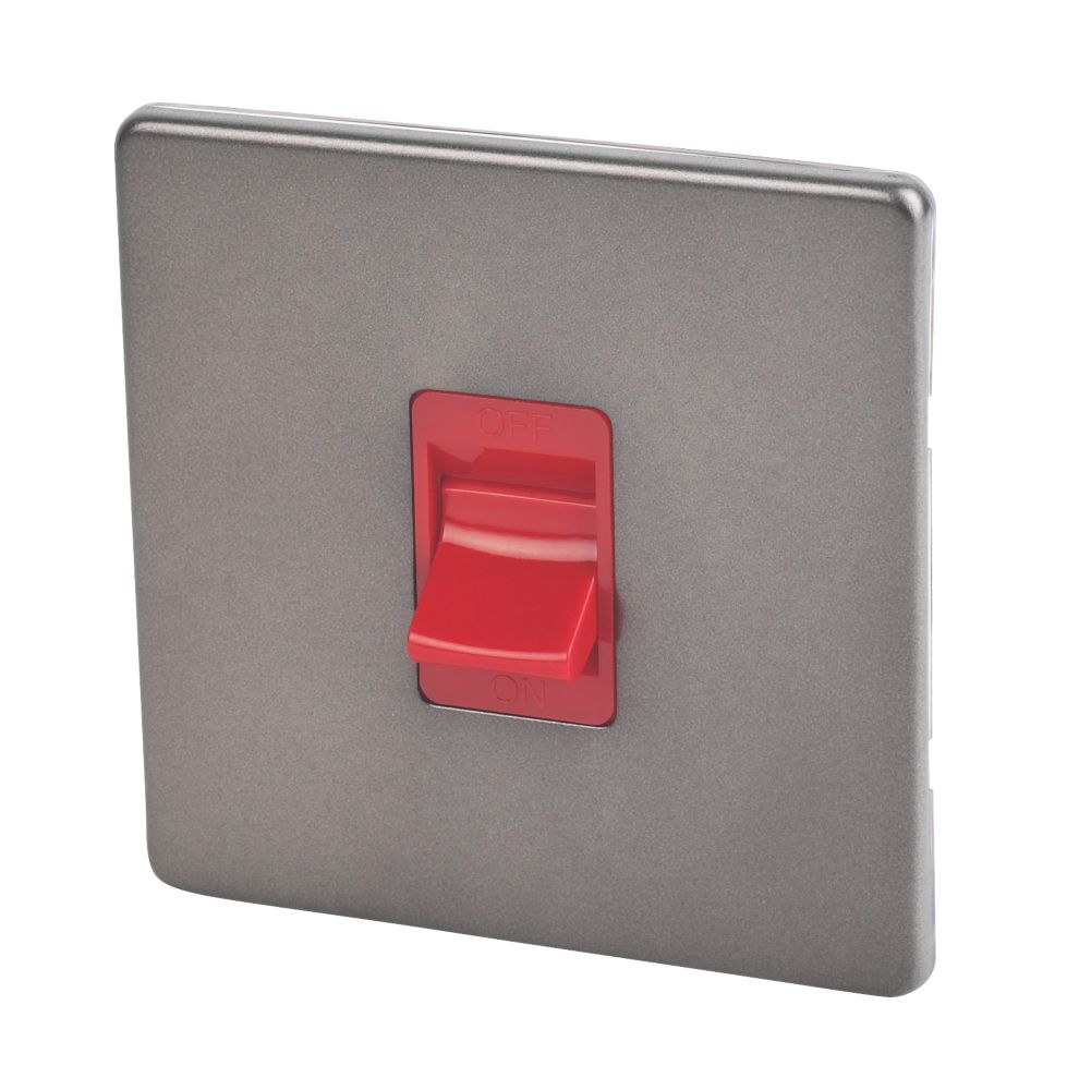 Varilight  45AX 1-Gang DP Cooker Switch Slate Grey  with Red Inserts