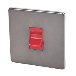 Varilight  45AX 1-Gang DP Cooker Switch Slate Grey  with Red Inserts
