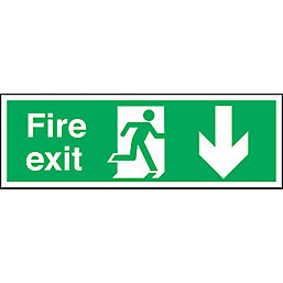 Non Photoluminescent "Fire Exit" Down Arrow Sign 150mm x 450mm