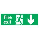 Non Photoluminescent "Fire Exit" Down Arrow Sign 150mm x 450mm