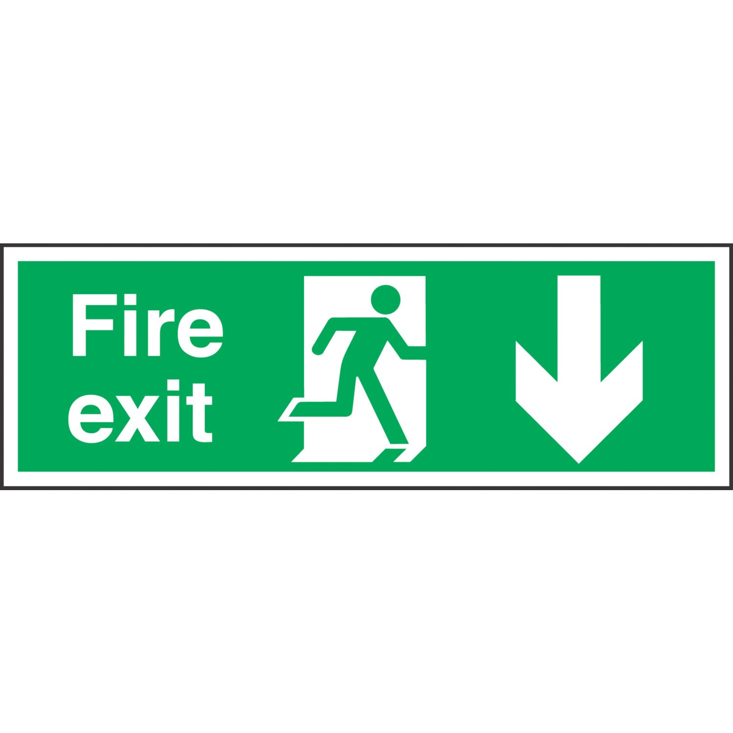 Non Photoluminescent "Fire Exit" Down Arrow Sign 150mm x 450mm (78274)