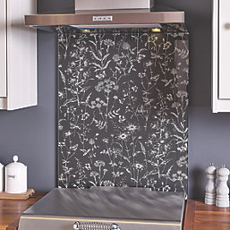 Laura Ashley Lisette Metallic Charcoal Kitchen Splashback 900mm x 750mm x 6mm
