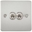 Knightsbridge  10AX 2-Gang 2-Way Light Switch  Brushed Chrome