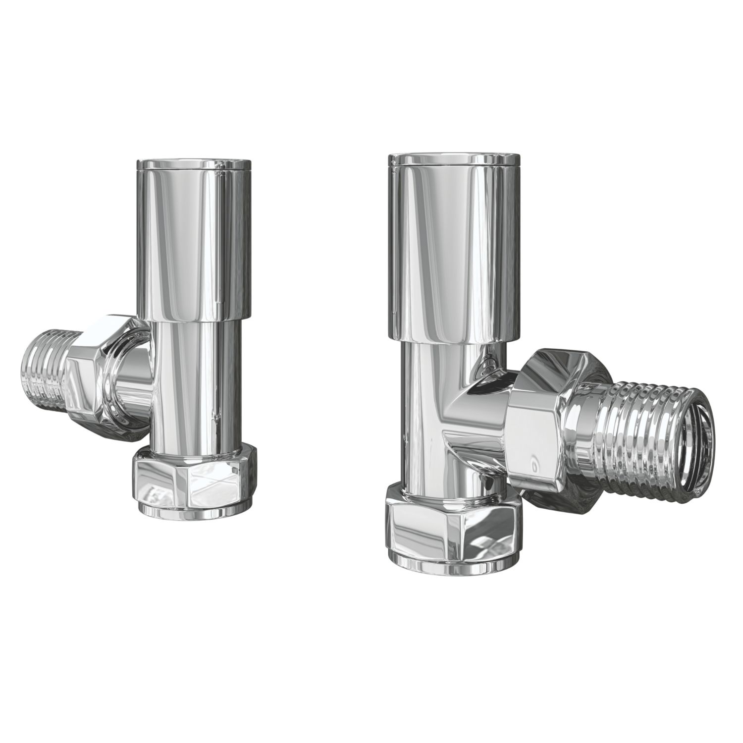 ETAL Rise 15mm x 1/2" Chrome Angled Designer Manual Radiator Valve Head & Body 2 Pack (782VV)