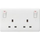 Knightsbridge Curved Edge 13A 2-Gang DP Switched Plug Sockets White