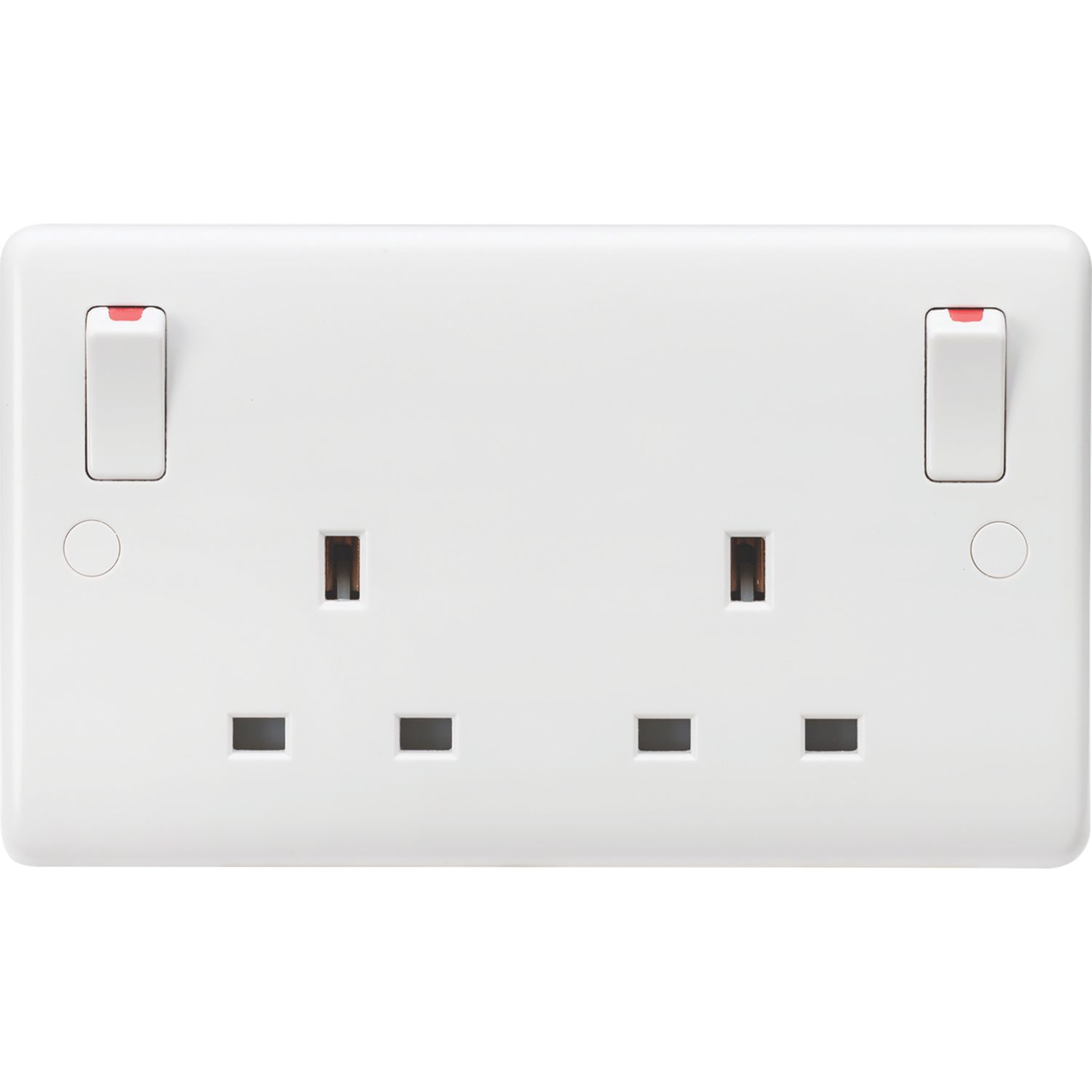Knightsbridge Curved Edge 13A 2-Gang DP Switched Plug Sockets White (782YA)