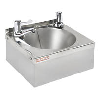 Franke Model A 1 Bowl Stainless Steel Round Wall-Hung Washbasin 2 Taps 305 x 270mm