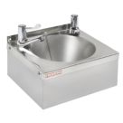 1 Bowl Stainless Steel Round Wall-Hung Washbasin & 2 Taps 305mm x 270mm