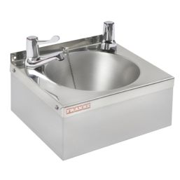 1 Bowl Stainless Steel Round Wall-Hung Washbasin & 2 Taps 305mm x 270mm