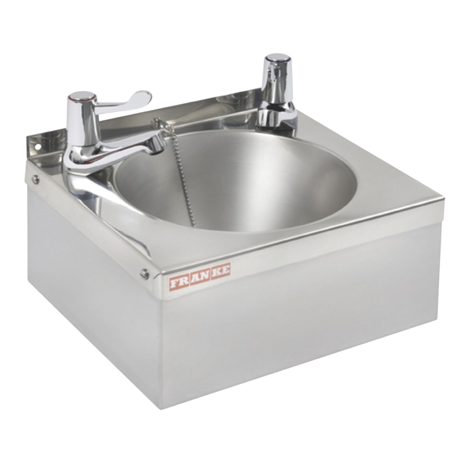 1 Bowl Stainless Steel Round Wall-Hung Washbasin & 2 Taps 305mm x 270mm (78325)