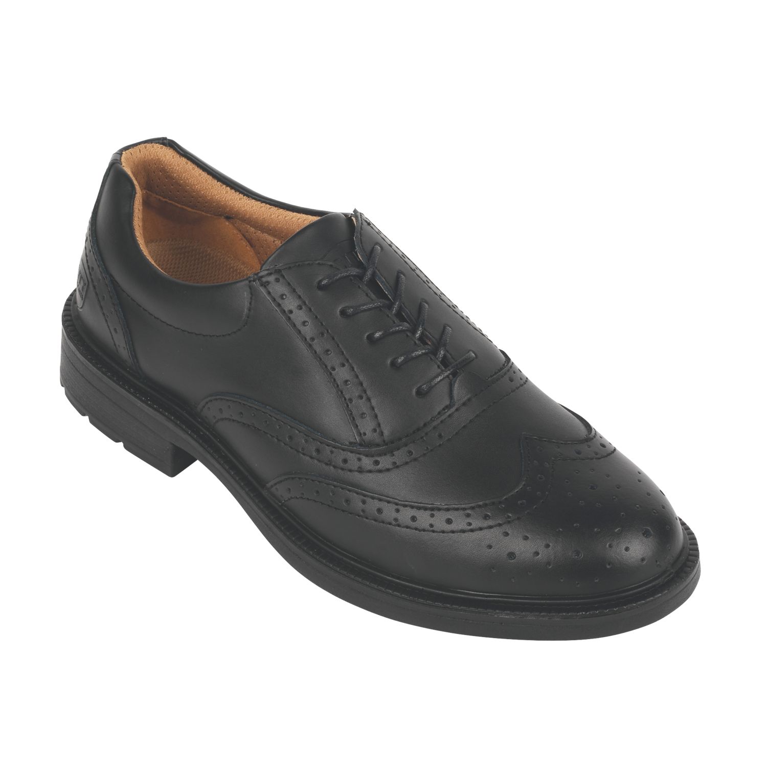 City Knights Brogue Size 7 Black Steel Toe Cap Safety Shoes (78366)