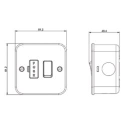 Knightsbridge  13A Switched Metal Clad Fused Spur  Black