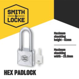 Smith & Locke  Steel  Water-Resistant Long Shackle  Padlock 55mm