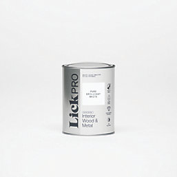 LickPro  Satin Pure Brilliant White Emulsion Wood & Metal Paint 1Ltr