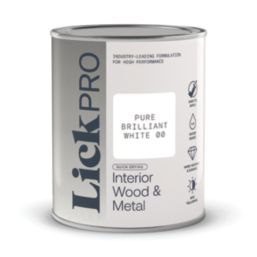 LickPro 1Ltr Pure Brilliant White Satin Water-Based Trim Paint