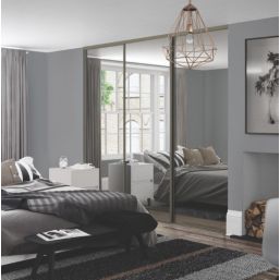 Spacepro Classic 3-Door Sliding Wardrobe Door Kit Nickel Frame Mirror Panel 1760mm x 2260mm