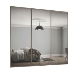 Spacepro Classic 3-Door Sliding Wardrobe Door Kit Nickel Frame Mirror Panel 1760mm x 2260mm
