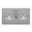 Varilight  13A 2-Gang 1P+N Switched Socket + 4A 20W 2-Outlet Type A & C USB Charger Brushed Steel with White Inserts