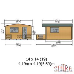 Shire Kinver 13 ' 6"  x 14' (Nominal) Apex Timber Log Cabin
