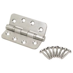 Smith & Locke  Satin Stainless Steel Grade 13 Fire Rated Radius Hinges 102mm x 76mm 2 Pack