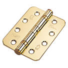 Eclipse  Electro Brass Grade 11 Fire Rated Ball Bearing Fire Hinges Radius Corners 102x76mm 2 Pack