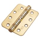 Eclipse  Electro Brass Grade 11 Fire Rated Ball Bearing Hinges Radius Corners 102mm x 76mm 2 Pack