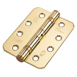 Eclipse  Electro Brass Grade 11 Fire Rated Ball Bearing Hinges Radius Corners 102mm x 76mm 2 Pack