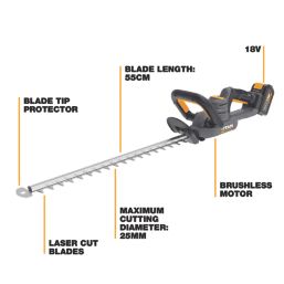 Titan  TTI1208GHT 55cm 18V 1 x 5.0Ah Li-Ion TXP Brushless Cordless Hedge Trimmer