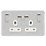 Schneider Electric Lisse Deco 13A 2-Gang SP Switched Socket + 2.1A 10.5W 2-Outlet Type A USB Charger Polished Chrome with White Inserts