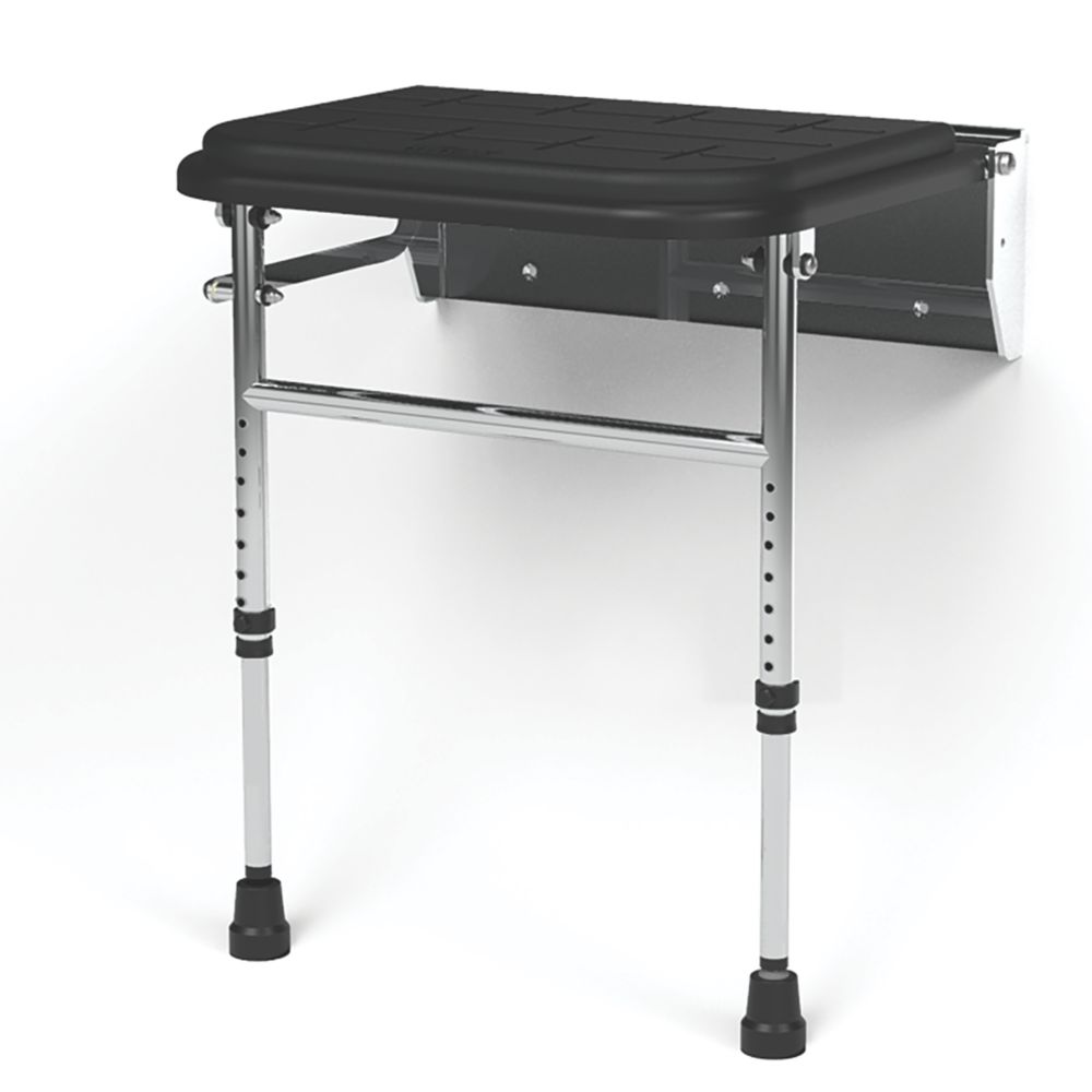 Nymas WallMounted Premium Padded Shower Seat Black Screwfix