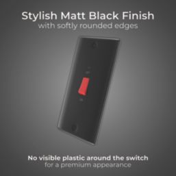 British General Nexus Metal 45A 1-Gang DP Cooker Switch Matt Black with LED