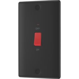 British General Nexus Metal 45A 1-Gang DP Cooker Switch Matt Black with LED