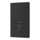 LAP  2-Gang Dual Voltage Shaver Socket 115/240V Matt Black with Black Inserts