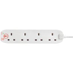Masterplug 13A 4-Gang Unswitched Surge-Protected Extension Lead White 4m