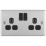LAP  13A 2-Gang SP Switched Plug Sockets Brushed Stainless Steel  with Black Inserts 5 Pack