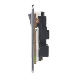 Crabtree Platinum 13A 2-Gang DP Switched Plug Socket Satin Chrome  with White Inserts