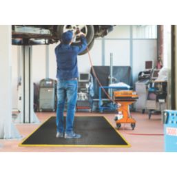 COBA Bubblemat Anti-Fatigue Floor End Mat Black/Yellow 0.5m x 0.5m x 14mm